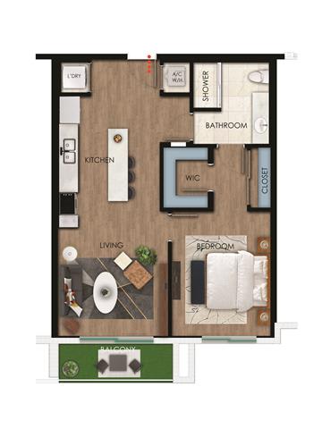 Floor Plan  1 Bedroom Floor Plan at Icon One, Florida