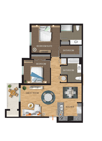 2 bed 2 bath floor plan A at The Grove at Portofino Vineyards, Fort Myers, 33967