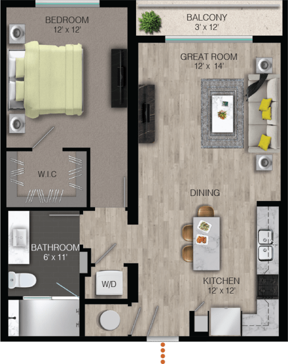 A6 Floor Plan at Quantum Apartments, Fort Lauderdale, FL