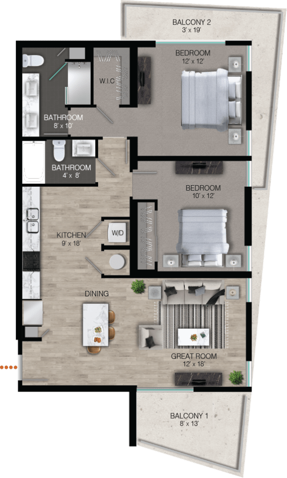 Floor Plan  B2 Floor Plan at Quantum Apartments, Fort Lauderdale