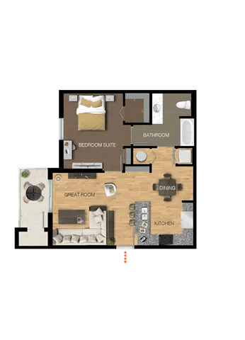 the bedroom floor plan of 625 sq ft at Portofino Vineyards, Fort Myers, FL 33967
