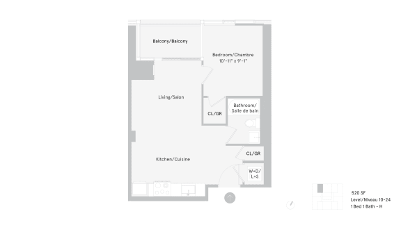 a floor plan of a house with a bedroom and a living room