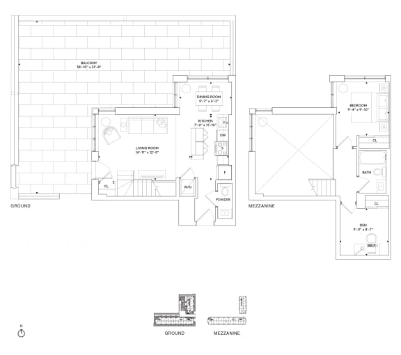 a floor plan of a house with two bedrooms and two bathrooms