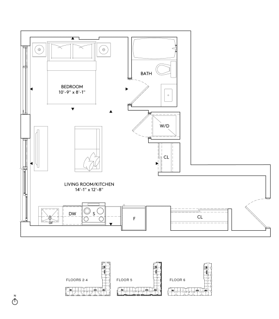 Floor Plan  a floor plan of a small apartment