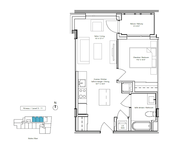 A floor plan of a house with a living room, two bedrooms, a bathroom, and a kitchen.