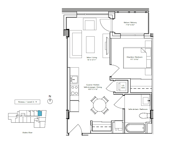 A floor plan of a house with a living room, two bedrooms, a bathroom, and a kitchen.