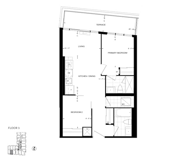 a floor plan of a 1 bedroom floor plan