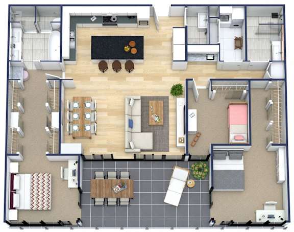 arial view of a floor plan of a house