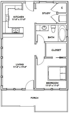 a small floor plan with a bathroom and a closet
