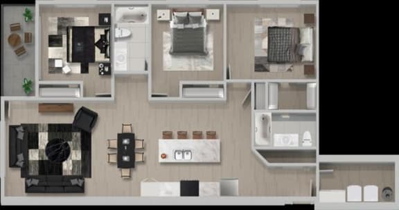 a floor plan of a house with a bedroom and a living room