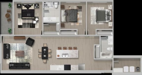 a floor plan of a house with a bedroom and a living room