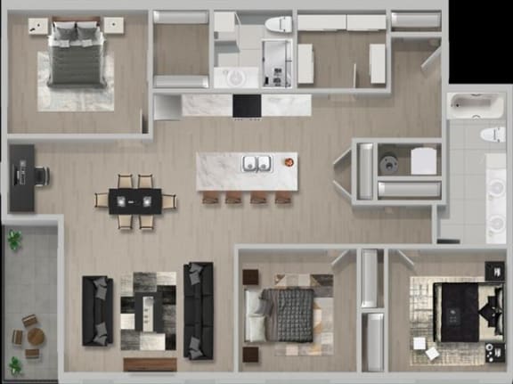 a floor plan of a house with a bedroom and a living room