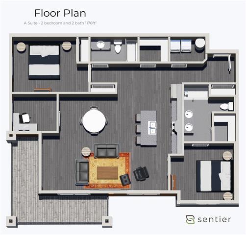 a floor plan of a bedroom and a living room