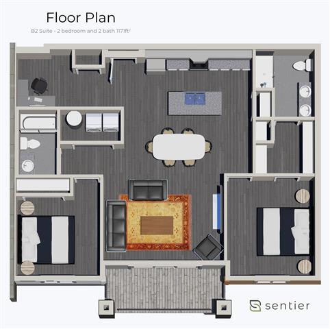 a floor plan of a bedroom and a bathroom