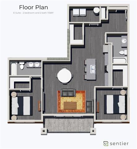 a floor plan of a house with a bedroom and a living room