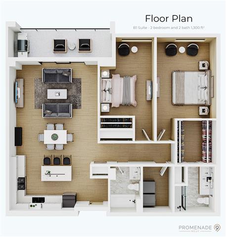 a floor plan of a house with a bedroom and a living room