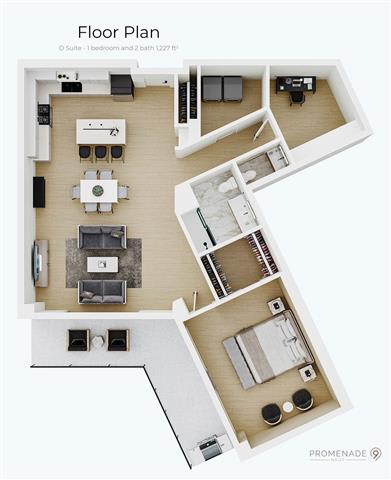 a floor plan of a house with a bedroom and a living room