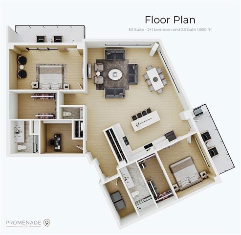 a floor plan of a house with a bedroom and a living room