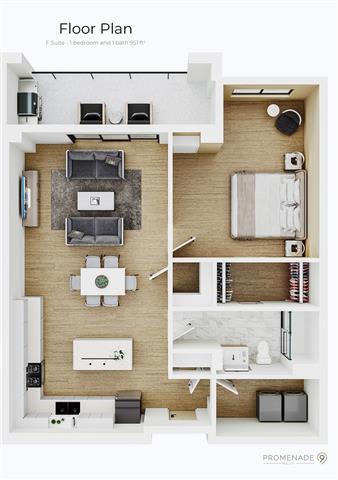 a floor plan of a house with a bedroom and a living room