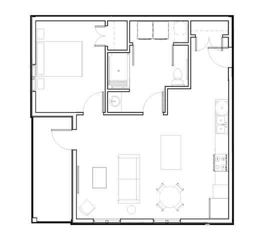 a floor plan of a house with a door and a window