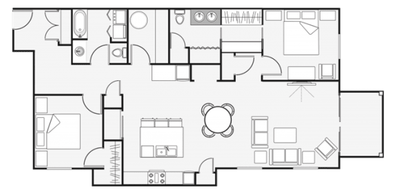 a floor plan of a house with a bedroom and a living room