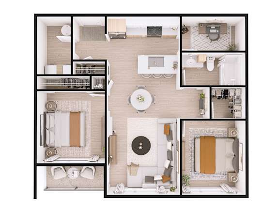A floor plan of a house with a kitchen, living room, dining room, and bathroom.