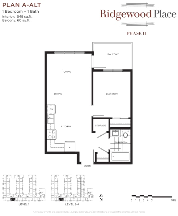1 Bedroom 1 Bath Plan A-ALT