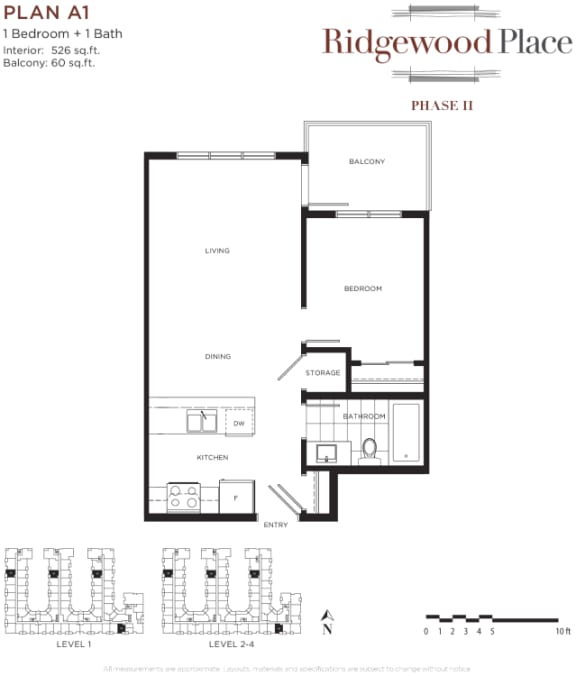 1 Bedroom 1 Bath Plan A1