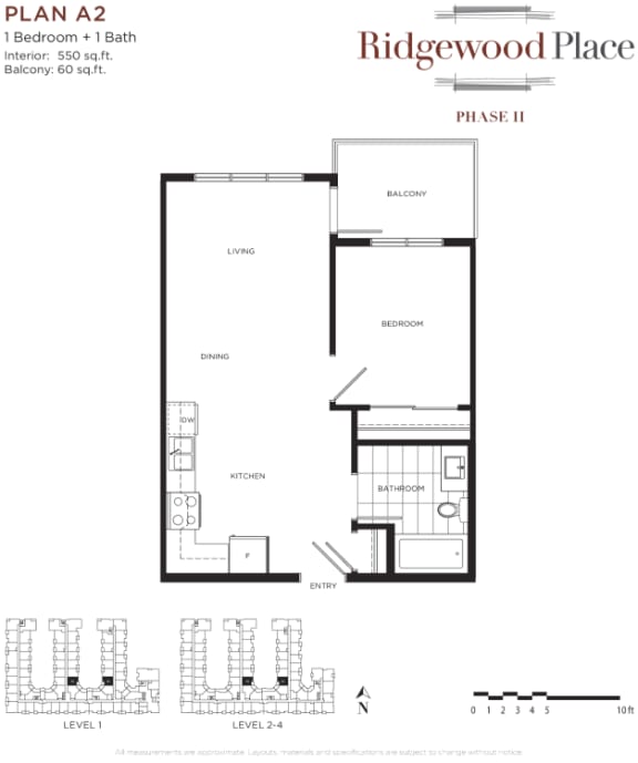 1 Bedroom 1 Bath Plan A2