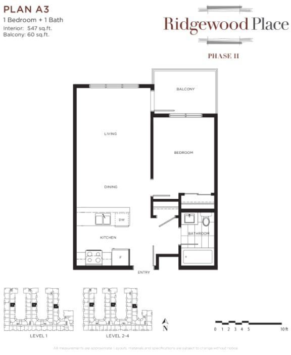 1 Bedroom 1 Bath Plan A3