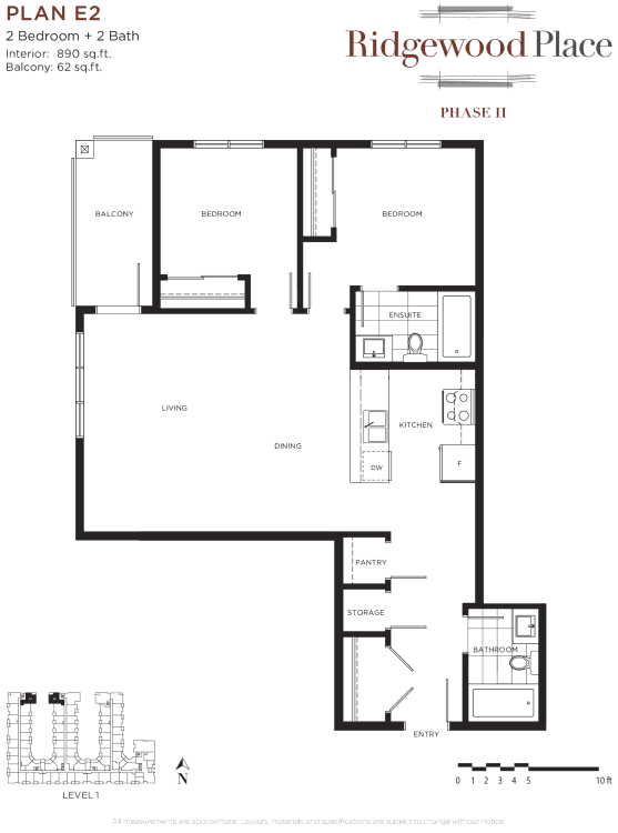 2 Bedroom 2 Bath Plan E2