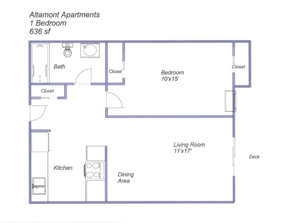 -Floor Plan 1BRM at Altamont Apartments, Rohnert Park, CA, 94928