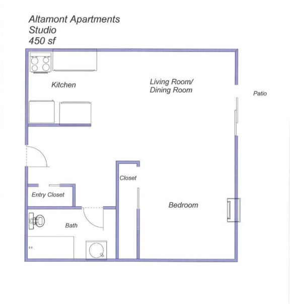Studio Floor Plan at Altamont Apartments, California