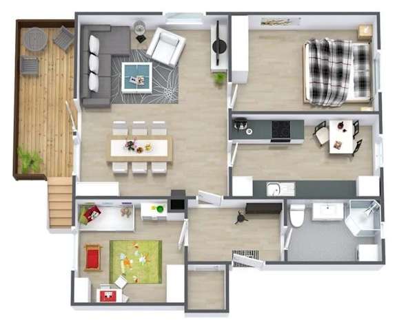 a floor plan of a house with a bedroom and a living room