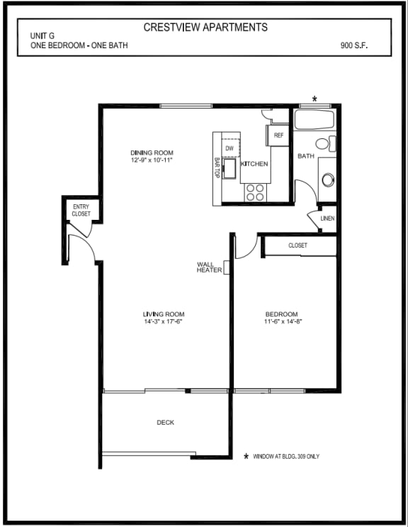 Crestview - 1 Bed 1 Bath Floorplan G