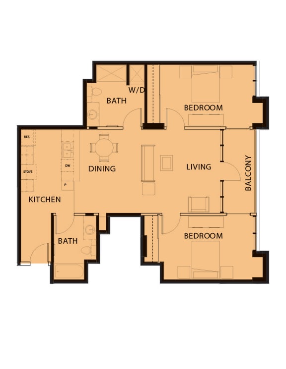 two level floor plan of a home with bedrooms and baths and a large dining room