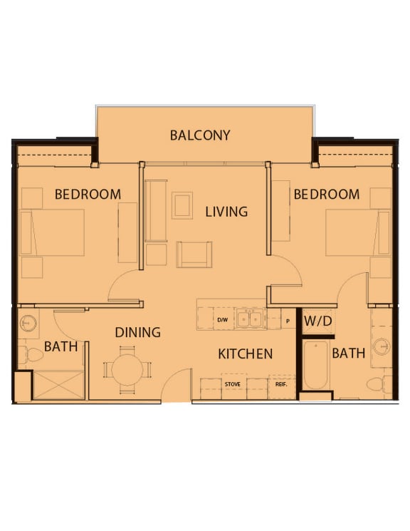 a floor plan of a house with an open floor plan with bedrooms and a kitchen