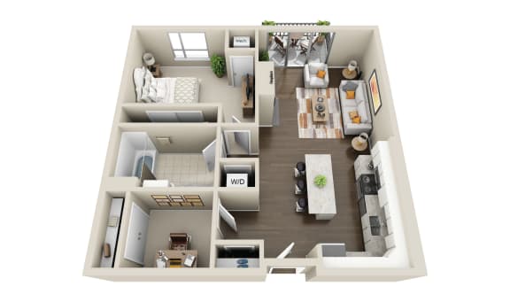 Floor Plan  this is a 3d floor plan of a 752 square foot 1 bedroom apartment at the