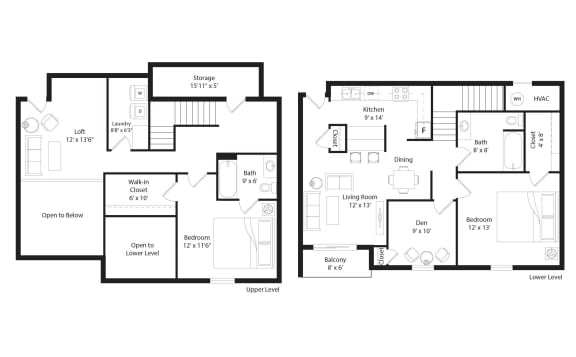 a floor plan of two different floors of a house