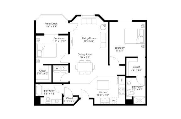 a floor plan of a 555 sq ft floor plan