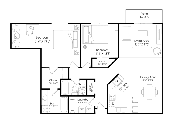 a floor plan of a living room and a bedroom