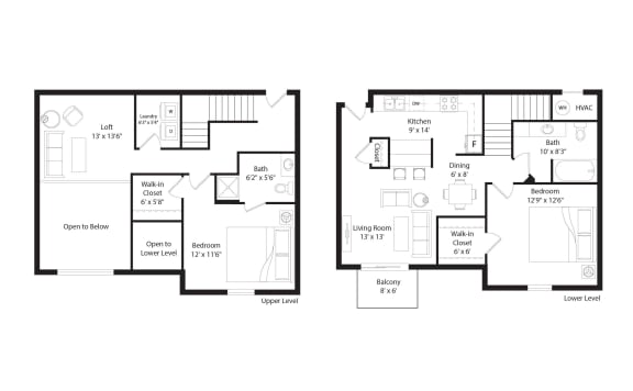 a floor plan of two different floors of a house