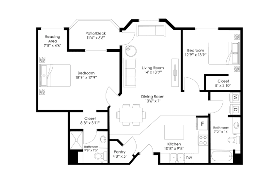 a floor plan of a home with an open floor plan