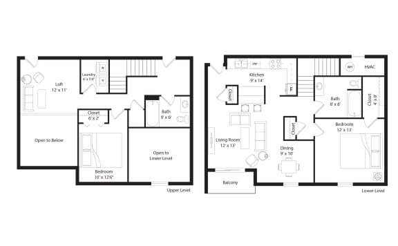 a floor plan of two different floors of a house