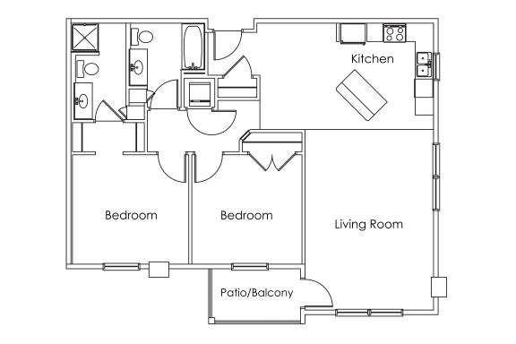 Floor Plan  Cypress Court Apartments St Cloud MN 2 Bedroom 2 Bath Apartment