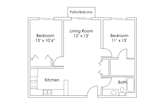 Floor Plan  Evergreen Apartments Isanti MN 2 Bedroom 1 Bath Apartment