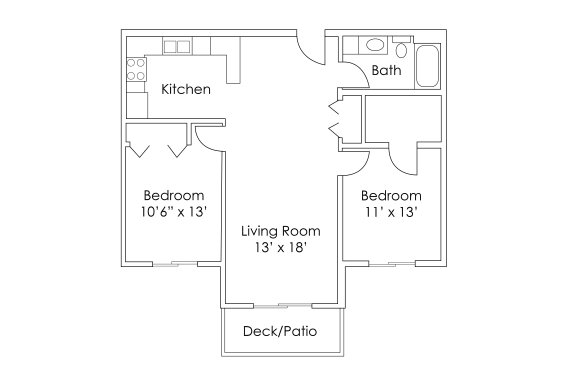 Floor Plan  Evergreen Apartments Isanti MN 2 Bedroom 1 Bath Apartment