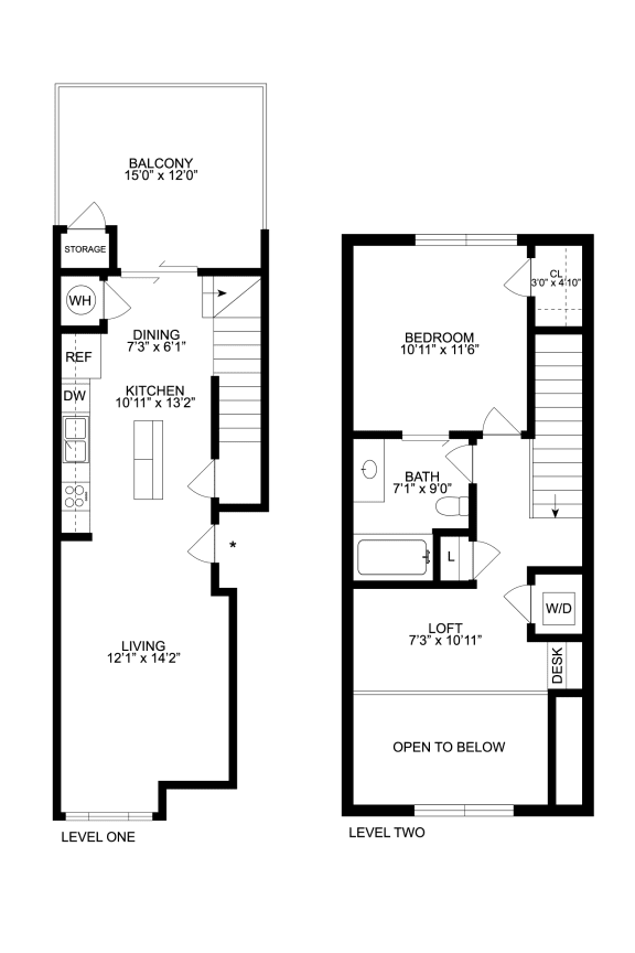 a floor plan of a two story home with a loft and a staircase leading up to the