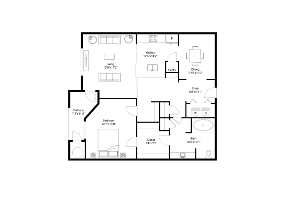 bedroom floor plan | luxury apartments in brooklyn | the mille brookhaven apartment