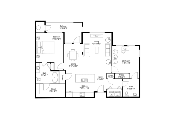 bedroom floor plan an in 2 bed 2 bath